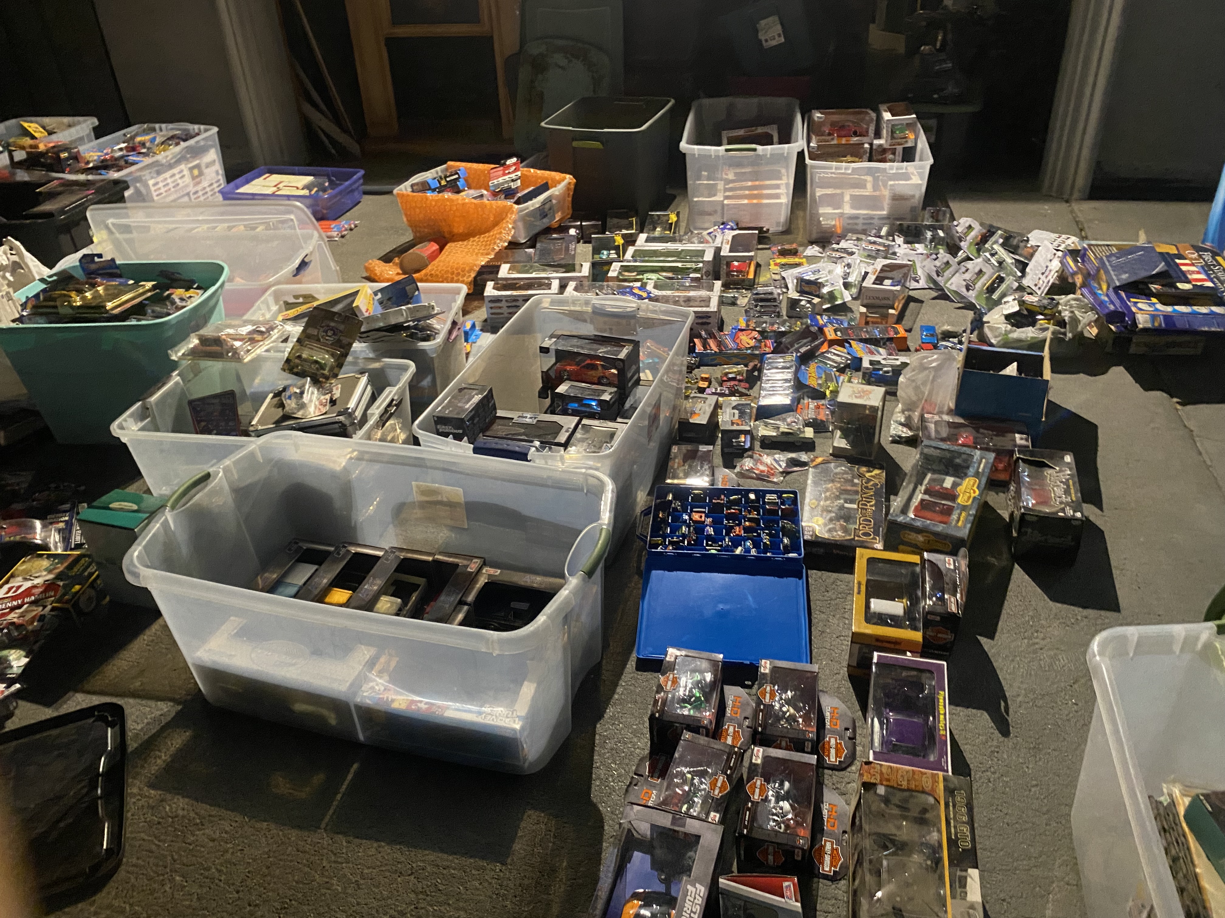 Die cast metal cars, 1000s of hotwheels, model ships, model airplanes, action figures