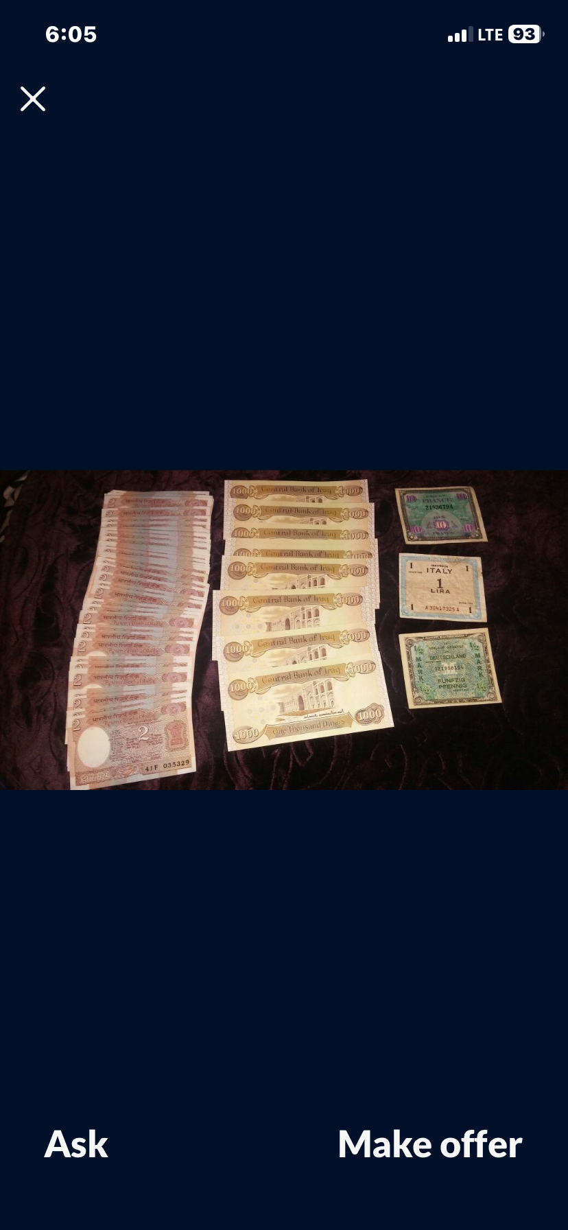 Collection of Vintage World Banknotes - India, Iraq, France, Italy, Germany