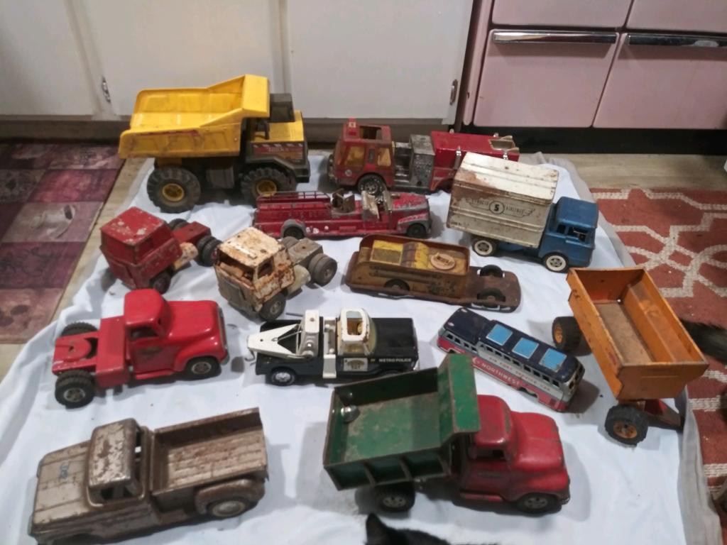 Vintage Toy Truck Lot - 13 Diecast & Tin Metal Vehicles